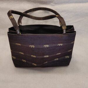 Gold Elephant Black Shoulder Purse